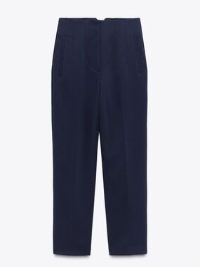 Zara High Waisted Pants Trousers Size Medium Navy